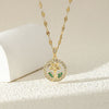 Wholesale Stainless Steel Flower Pendant Clavicle Chain With Mixed Gemstone Setting And Electroplating
