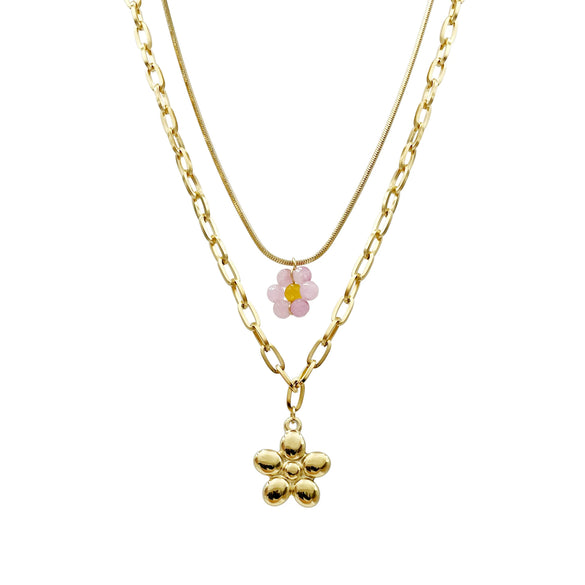 Wholesale Stainless Steel Flower Pendant Clavicle Necklace Minimalist Retro Style