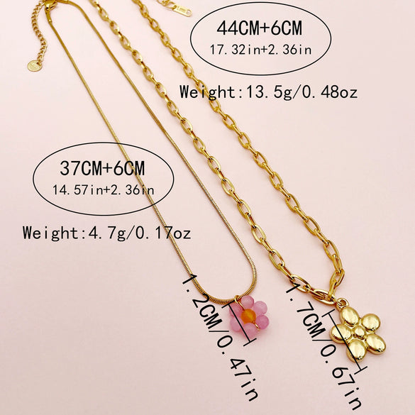 Wholesale Stainless Steel Flower Pendant Clavicle Necklace Minimalist Retro Style