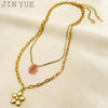 Wholesale Stainless Steel Flower Pendant Clavicle Necklace Minimalist Retro Style