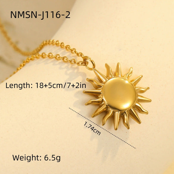 Wholesale Stainless Steel Flower Pendant Necklace And Earrings Set Fashion Design With Electroplating For Women