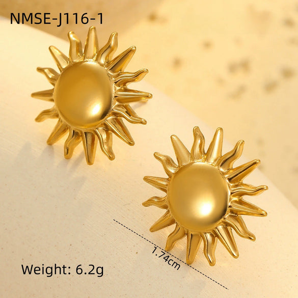 Wholesale Stainless Steel Flower Pendant Necklace And Earrings Set Fashion Design With Electroplating For Women