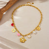 Wholesale Stainless Steel Flower Pendant Necklace With Electroplating And O Word Chain For Women