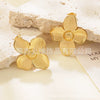 Wholesale Stainless Steel Flower Petal Earrings Retro Holiday Style Personality Stamping