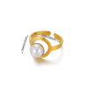 Wholesale Stainless Steel Flower Ring With Colored Zircon 18 Gold Plated Light Luxury Style