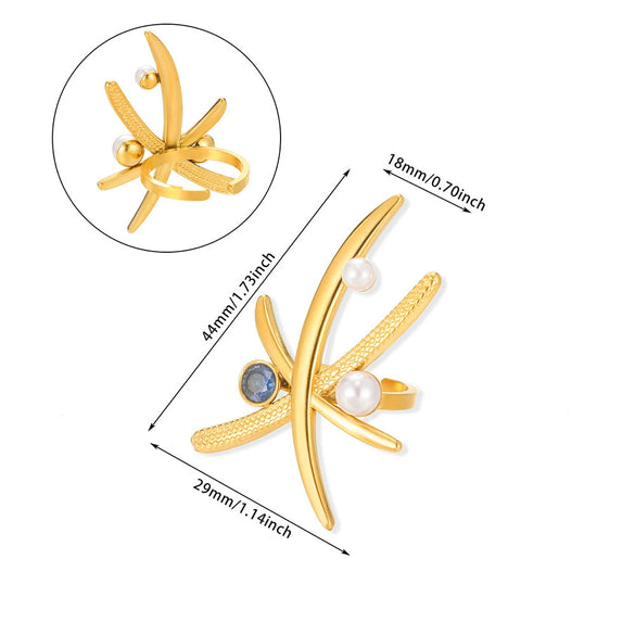 Wholesale Stainless Steel Flower Ring With Colored Zircon 18 Gold Plated Light Luxury Style