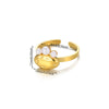 Wholesale Stainless Steel Flower Ring With Colored Zircon 18 Gold Plated Light Luxury Style