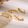 Wholesale Stainless Steel Flower Round Earrings For Women Simple Style Electroplated