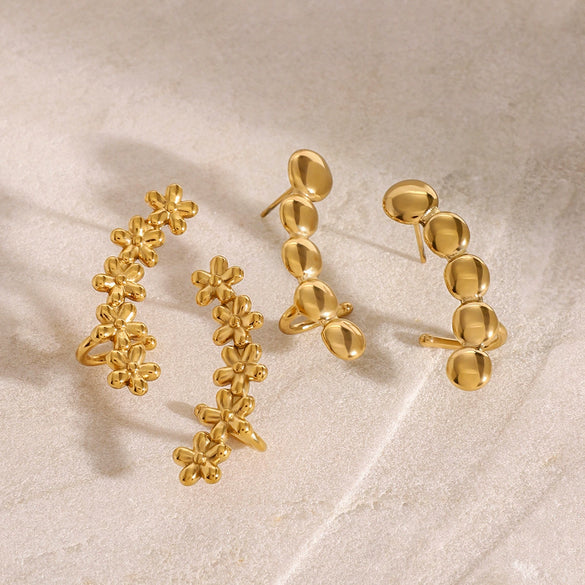 Wholesale Stainless Steel Flower Round Earrings For Women Simple Style Electroplated