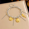 Wholesale Stainless Steel Flower Round Retro Electroplated Women's Bracelet