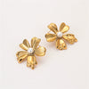Wholesale Stainless Steel Flower Shape Fashion Retro Exaggerated Electroplated Women's Earrings
