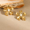 Wholesale Stainless Steel Flower Shape Fashion Retro Exaggerated Electroplated Women's Earrings