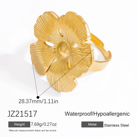 Wholesale Stainless Steel Flower Style Electroplated Women's Pearl Open Bracelet And Nonfading Ring Accessories