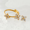 Wholesale Stainless Steel Flower Zircon Jewelry Set With Electroplating For Women Literary And Artistic Flower Ring And Earrings