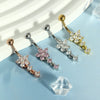 Wholesale Stainless Steel Flowershaped Belly Button Ring With Electroplating And Multicolor Zircon Jewelry