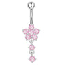 Wholesale Stainless Steel Flowershaped Belly Button Ring With Electroplating And Multicolor Zircon Jewelry