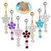 Wholesale Stainless Steel Flowershaped Belly Button Ring With Electroplating And Multicolor Zircon Jewelry
