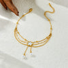 Wholesale Stainless Steel Flowershaped Pearl Shell Tassel Chain Multilayer Jewelry Anklet For Women