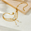 Wholesale Stainless Steel Flowershaped Pearl Shell Tassel Chain Multilayer Jewelry Anklet For Women