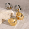 Wholesale Stainless Steel Folding Staggered Wide Geometric Earrings With 18K Gold Electroplating For Women