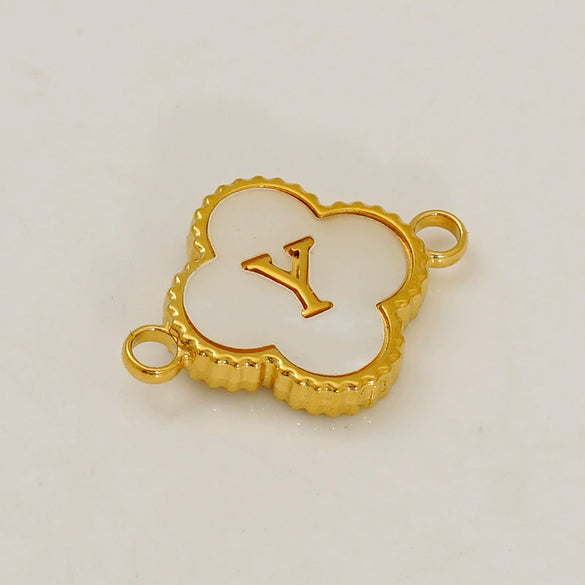 Wholesale 316L Stainless Steel Four Leaf Clover And English Letter Pendant Accessories With Electroplating For Bracelets