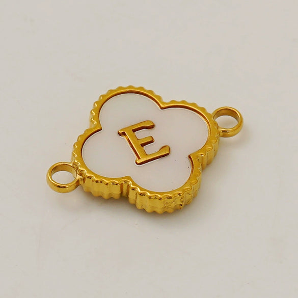 Wholesale 316L Stainless Steel Four Leaf Clover And English Letter Pendant Accessories With Electroplating For Bracelets