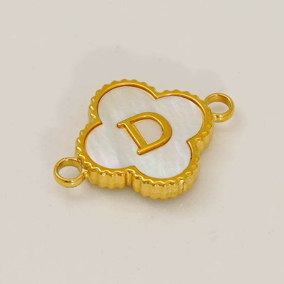 Wholesale 316L Stainless Steel Four Leaf Clover And English Letter Pendant Accessories With Electroplating For Bracelets