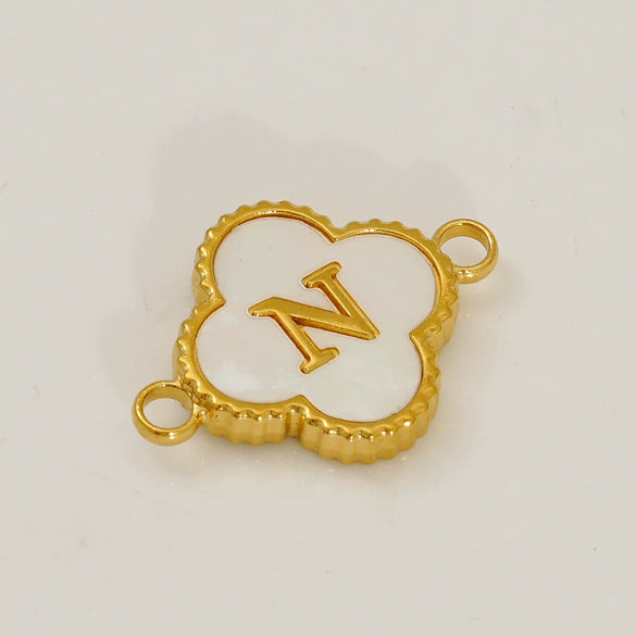 Wholesale 316L Stainless Steel Four Leaf Clover And English Letter Pendant Accessories With Electroplating For Bracelets