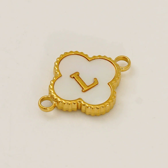 Wholesale 316L Stainless Steel Four Leaf Clover And English Letter Pendant Accessories With Electroplating For Bracelets