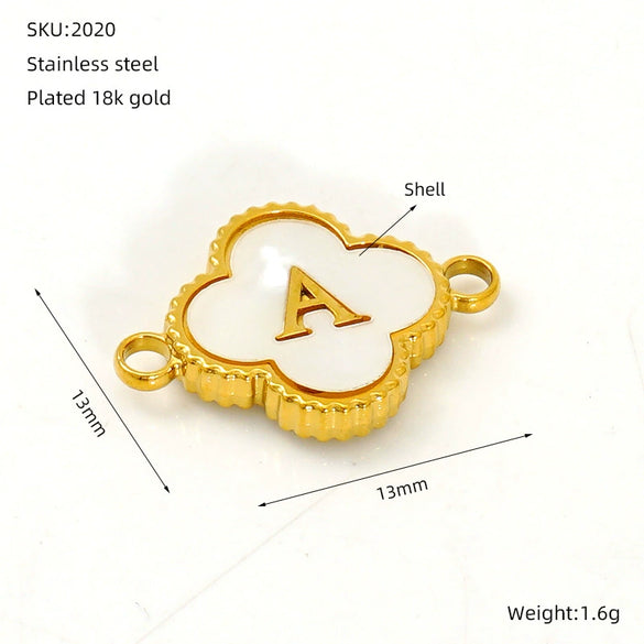 Wholesale 316L Stainless Steel Four Leaf Clover And English Letter Pendant Accessories With Electroplating For Bracelets