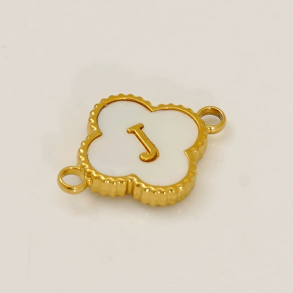 Wholesale 316L Stainless Steel Four Leaf Clover And English Letter Pendant Accessories With Electroplating For Bracelets