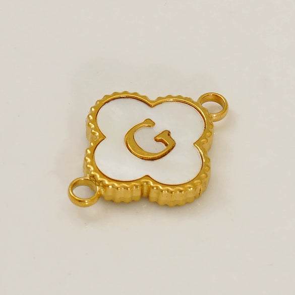 Wholesale 316L Stainless Steel Four Leaf Clover And English Letter Pendant Accessories With Electroplating For Bracelets