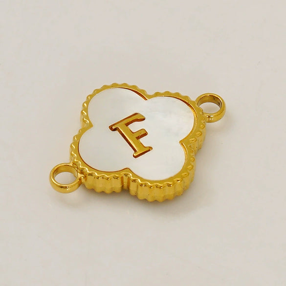 Wholesale 316L Stainless Steel Four Leaf Clover And English Letter Pendant Accessories With Electroplating For Bracelets