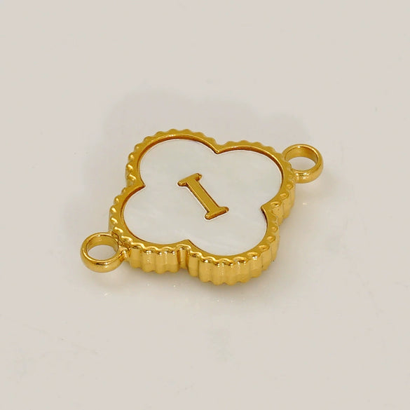 Wholesale 316L Stainless Steel Four Leaf Clover And English Letter Pendant Accessories With Electroplating For Bracelets