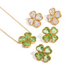 Wholesale Stainless Steel Four Leaf Clover And Heart Shaped Leaves Patterned Necklace And Earrings With Electroplating For Women