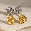 Wholesale Stainless Steel Four Leaf Clover Earrings With Electroplating Plant Flower Style Unisex