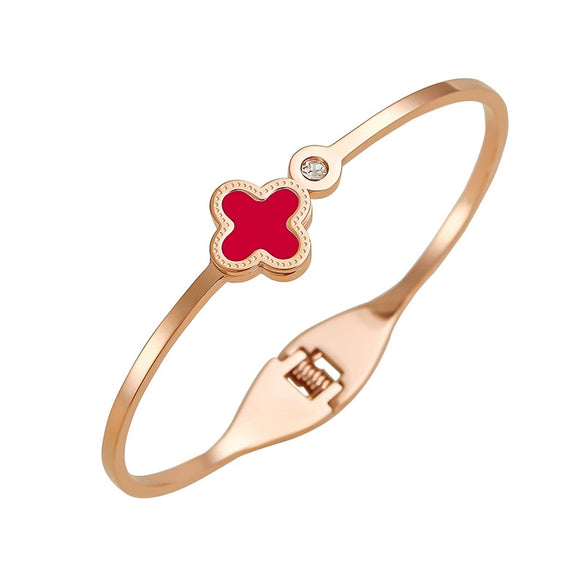 Wholesale Stainless Steel Fourleaf Clover Fashion Electroplated Women's Bracelet
