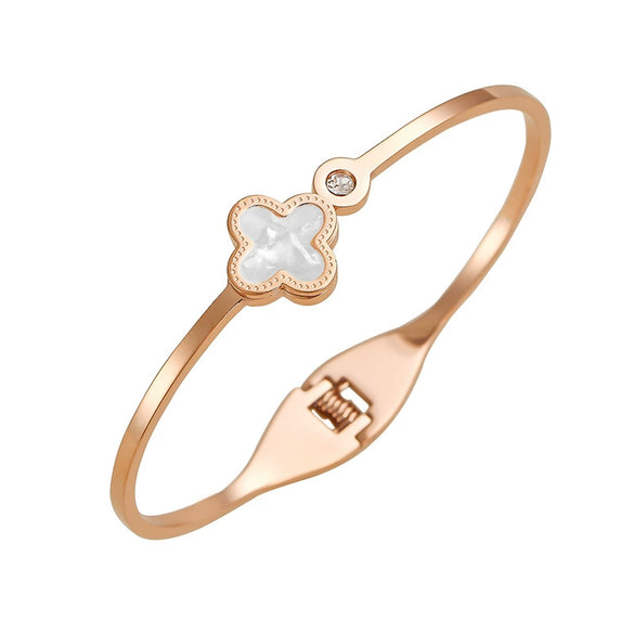 Wholesale Stainless Steel Fourleaf Clover Fashion Electroplated Women's Bracelet