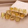 Wholesale Stainless Steel Fourleaf Clover Geometric Lines Cut Out Goldplated Unisex Rings