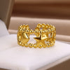Wholesale Stainless Steel Fourleaf Clover Geometric Lines Cut Out Goldplated Unisex Rings