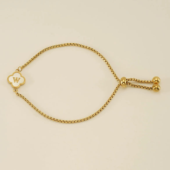 Wholesale 316L Stainless Steel Fourleaf Clover Letter Bracelet Electroplated Unisex