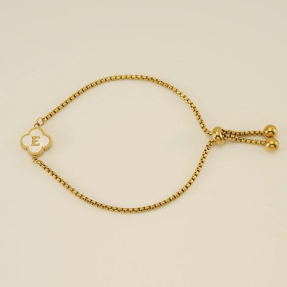 Wholesale 316L Stainless Steel Fourleaf Clover Letter Bracelet Electroplated Unisex