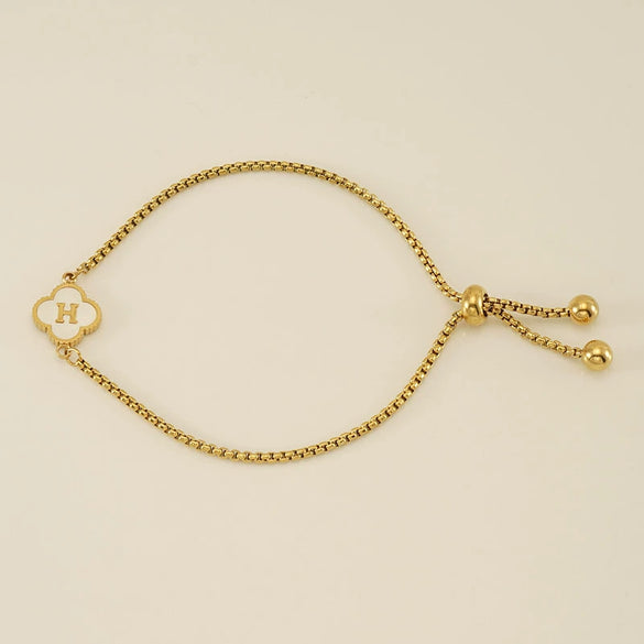 Wholesale 316L Stainless Steel Fourleaf Clover Letter Bracelet Electroplated Unisex