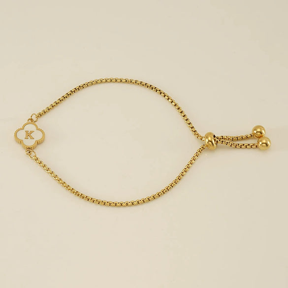 Wholesale 316L Stainless Steel Fourleaf Clover Letter Bracelet Electroplated Unisex