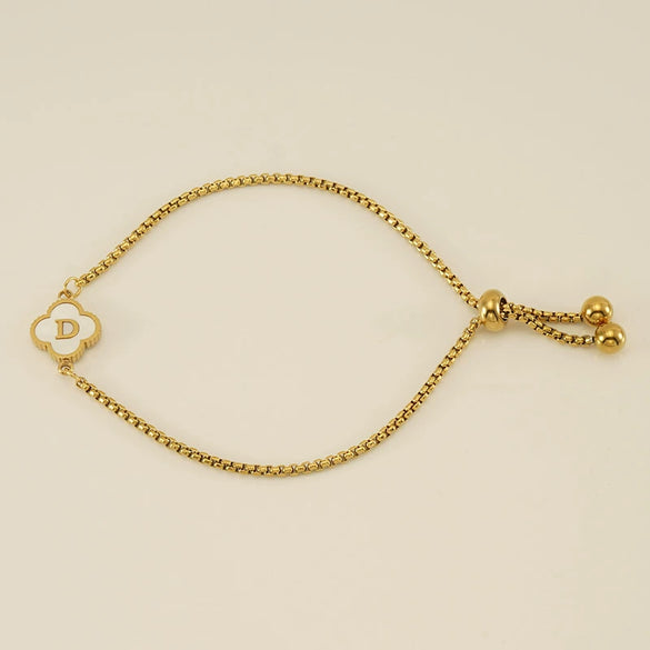 Wholesale 316L Stainless Steel Fourleaf Clover Letter Bracelet Electroplated Unisex