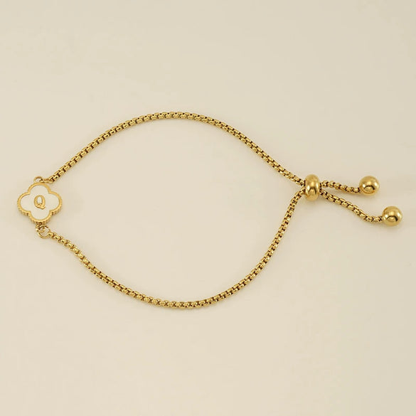 Wholesale 316L Stainless Steel Fourleaf Clover Letter Bracelet Electroplated Unisex
