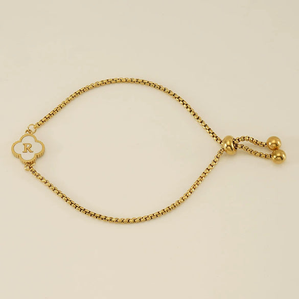 Wholesale 316L Stainless Steel Fourleaf Clover Letter Bracelet Electroplated Unisex