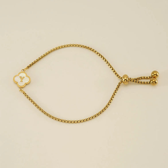 Wholesale 316L Stainless Steel Fourleaf Clover Letter Bracelet Electroplated Unisex