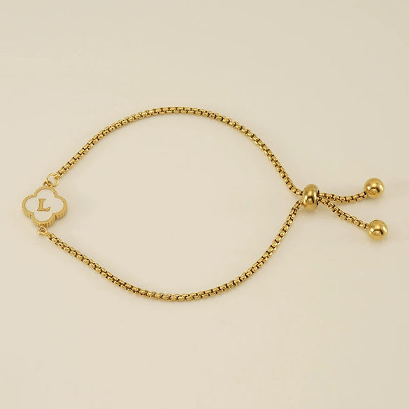 Wholesale 316L Stainless Steel Fourleaf Clover Letter Bracelet Electroplated Unisex