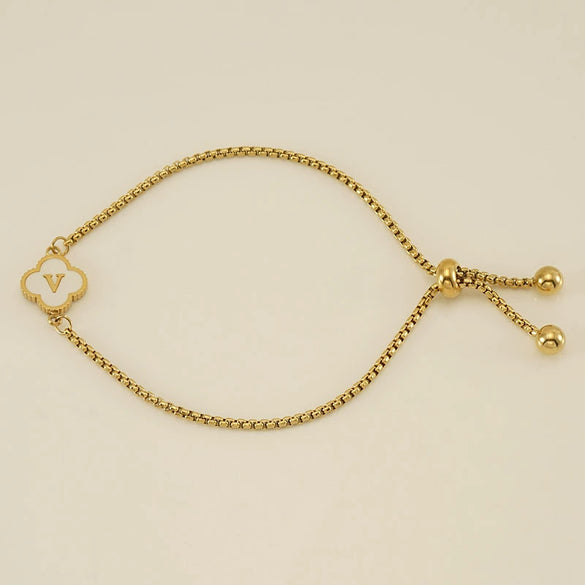 Wholesale 316L Stainless Steel Fourleaf Clover Letter Bracelet Electroplated Unisex